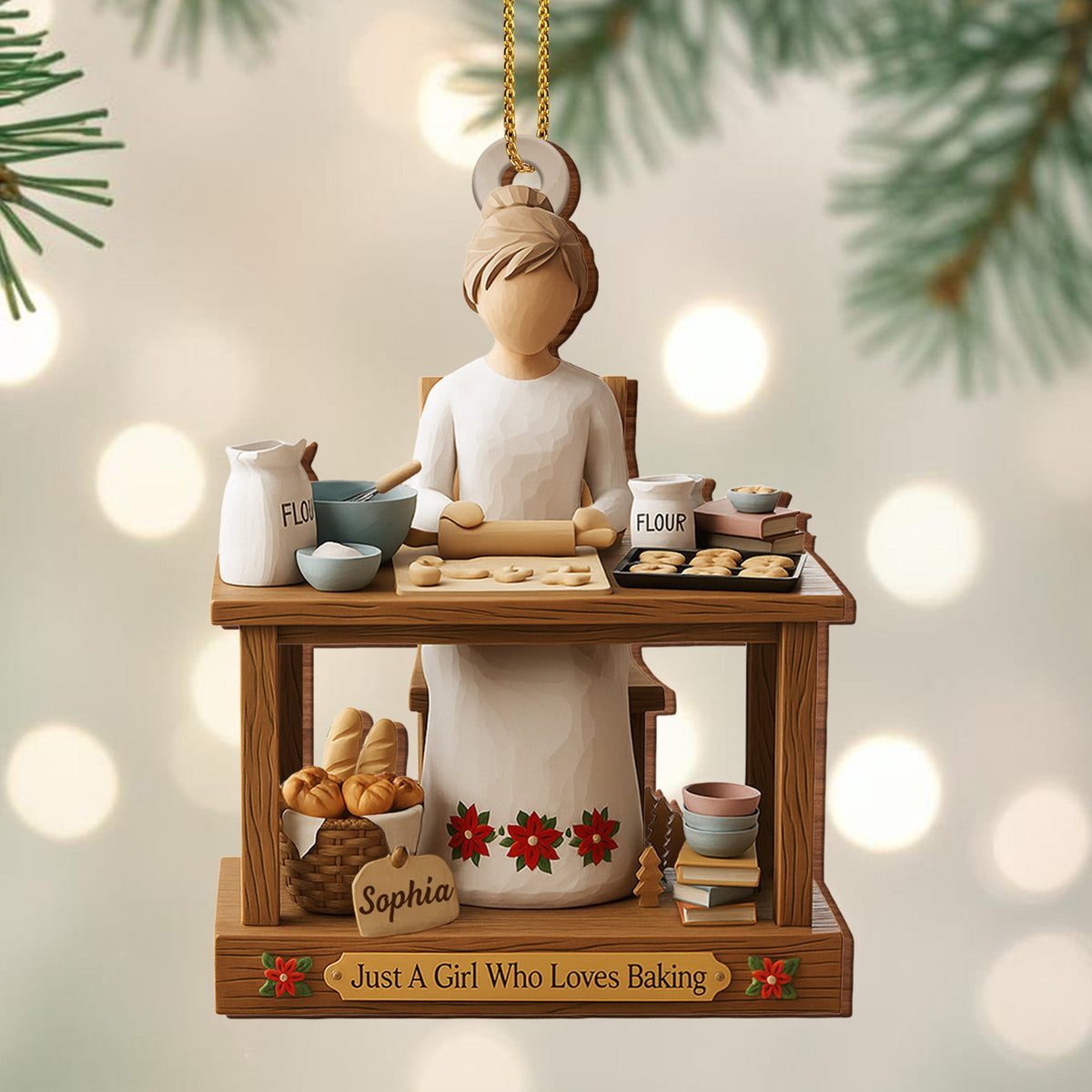 Just A Girl Who Loves Baking, Personalized Ornament, Gift For Bakers And Home Chefs