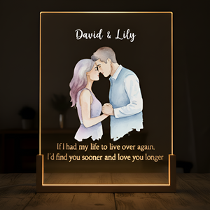 I'd Find You Sooner And Love You Longer Couple Photo Portrait - Personalized Desk Name Plate Night Light - Anniversary Gift, Valentine's Day Gift For Couple
