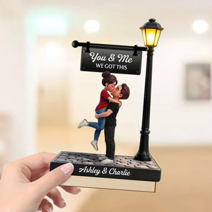 Lamp Post 3D Kissing Couple - Personalized Wooden Plaque - Heartfelt Gift For Couple