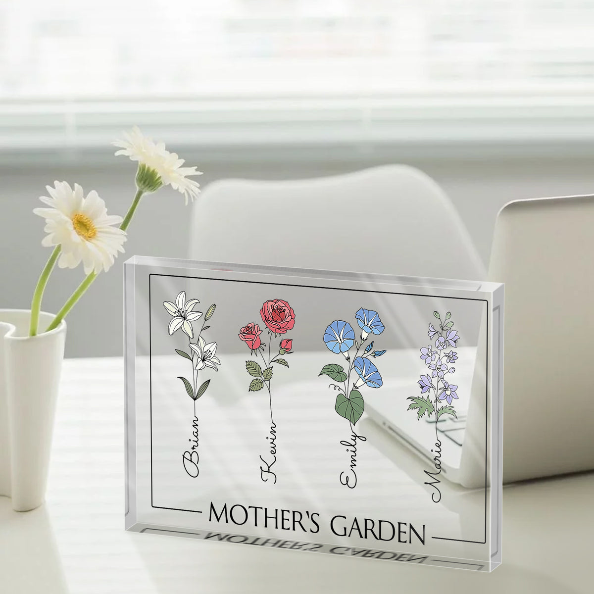 Mother's Garden With Little Flowers - Personalized Acrylic Plaque - Gift For Mom, Mother's Day, Birthday Gift