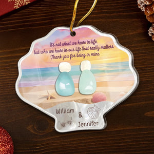 Thank You For Being In Mine - Personalized Acrylic Ornament - Christmas Gift For Couple