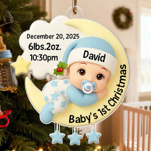 Baby's 1st Christmas On The Moon - Personalized Acrylic Ornament - Heartwarming Christmas Gift For Baby