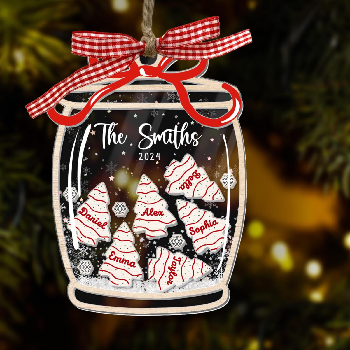 Family Ornament Personalized, Family Christmas Ornaments 2024, Custom Christmas Cake Ornament, Family Keepsake, 4D Shake Family Ornament