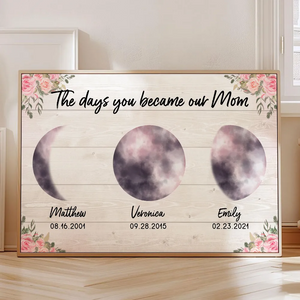 Colorful Moon Phase The Day You Became Mom - Personalized Canvas - Gift For Mom, Mother's Day, Birthday Gift