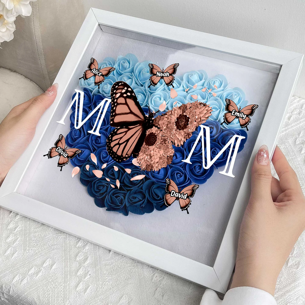 Mom Butterfly - Custom Flower Frame Box - Gift For Mom, Mother's Day Gift