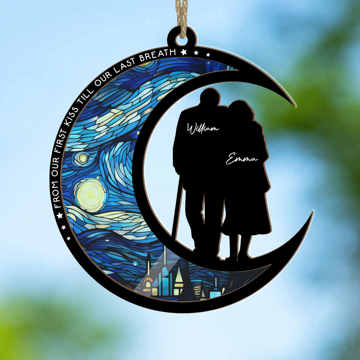 From Our First Kiss Till Our Last Breath - Personalized Suncatcher Ornament - Gift For Couple