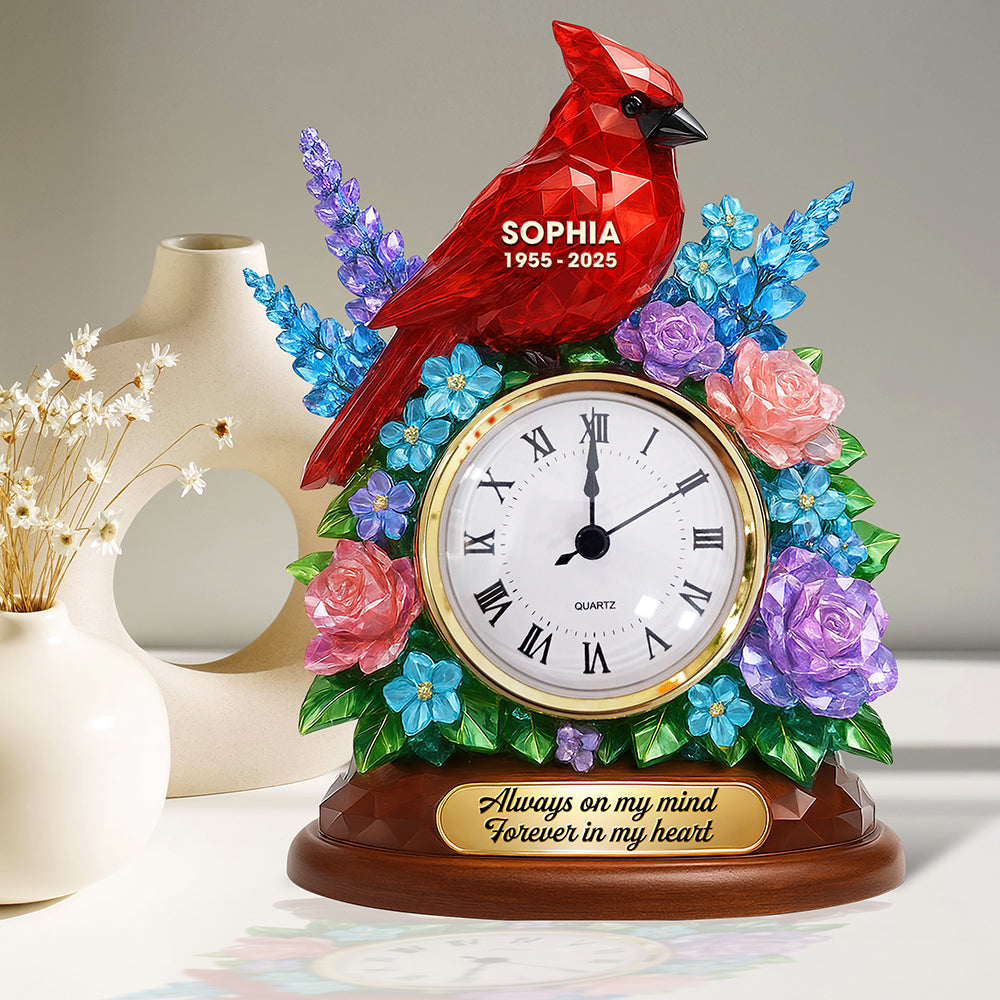 Memorial Desk Clock Plaque - Personalized Acrylic Clock - Memorial Gift