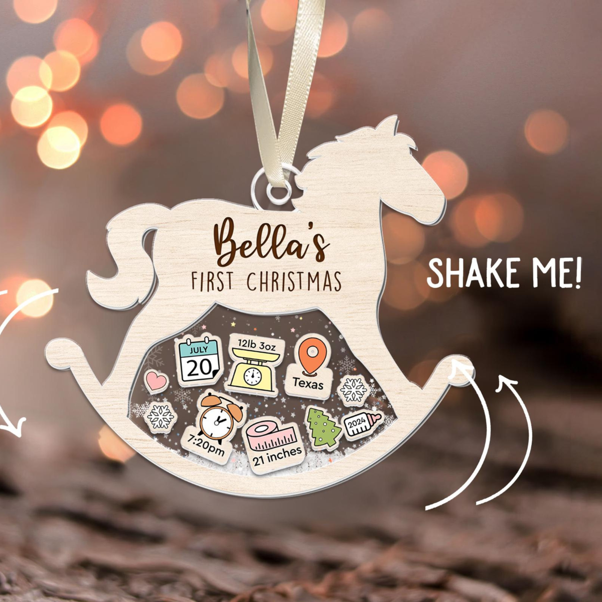 Custom Baby's 1st Christmas - Personalized 4D Shaker Ornament - Christmas Gift For Baby & Family