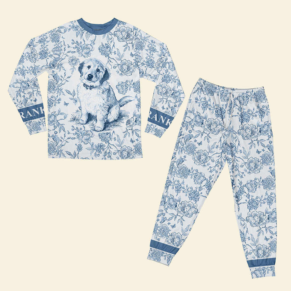 Toile de Jouy Custom Pet's Photo - Personalized Pyjamas - Gifts for Dog Lovers