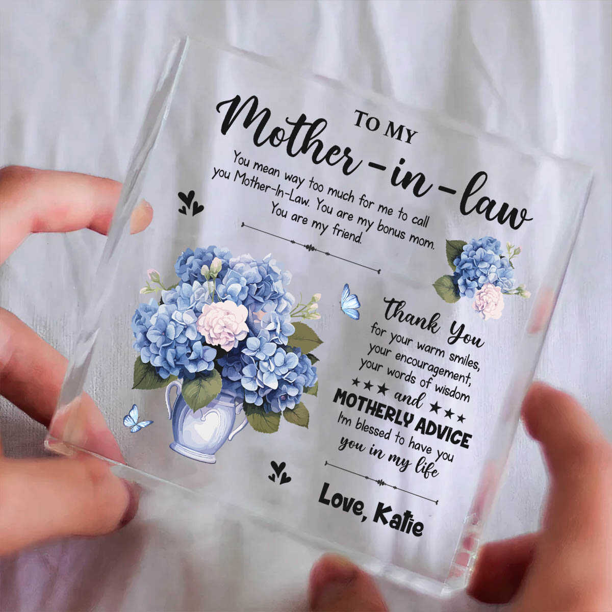 To My Mother-in-law Thank You For Your Warmest Smile - Personalized Acrylic Plaque - Gift For Mother-in-law, Mother's Day, Birthday Gift