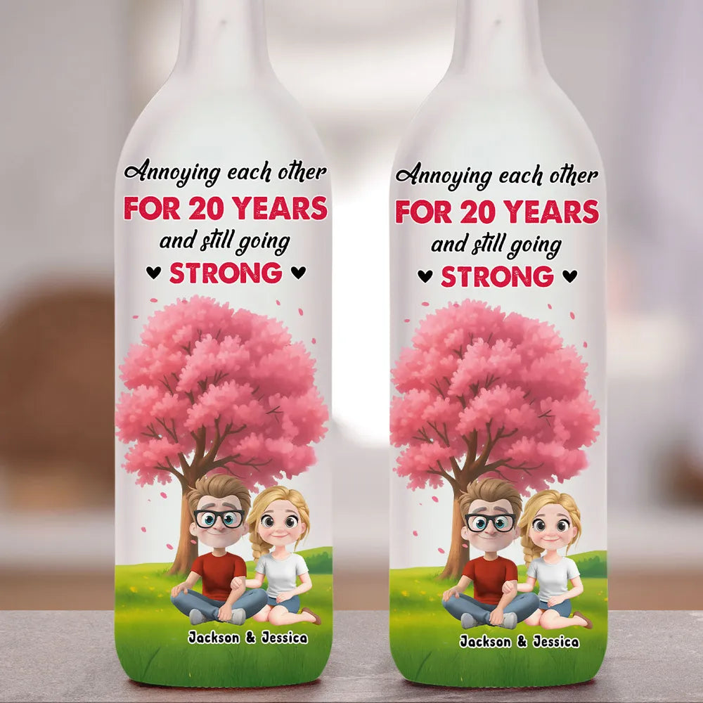 Annoying Each Other For Years 3D Couple Under Pink Tree - Personalized Bottle Lamp - Valentine's Day Gift, Anniversary Gift For Couple