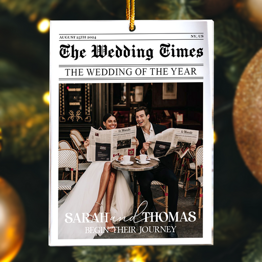 The Wedding Times - Personalized Ornament - Gift For Couple, Wedding Gift