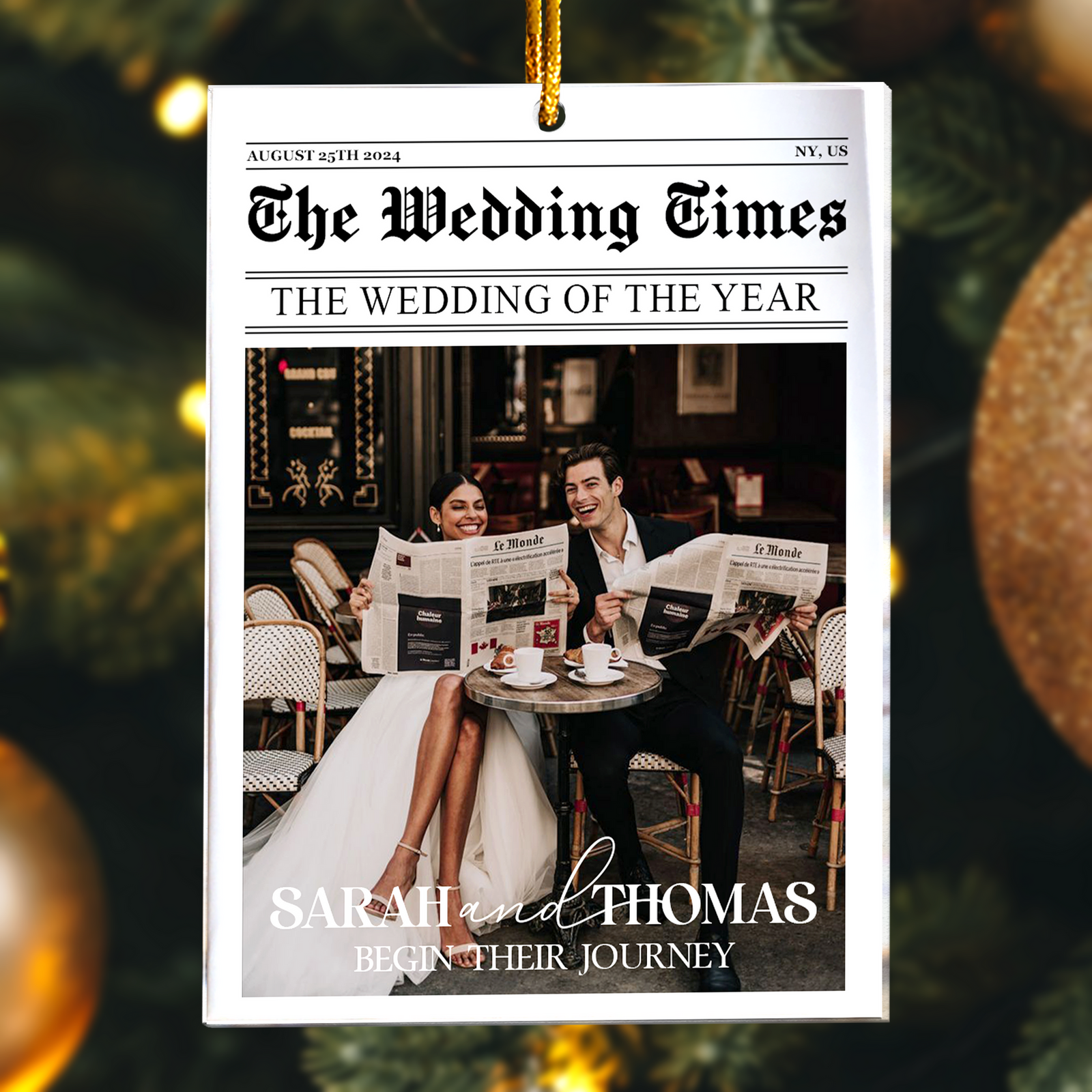 The Wedding Times - Personalized Ornament - Gift For Couple, Wedding Gift