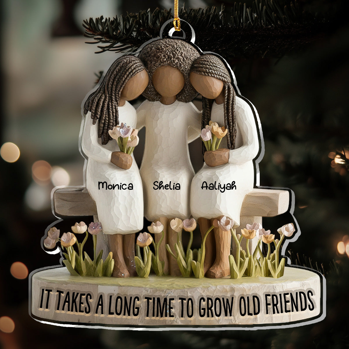 It Takes A Long Time To Grow Old Friends - Personalized Acrylic Ornament - Christmas Gift For Sisters, Besties