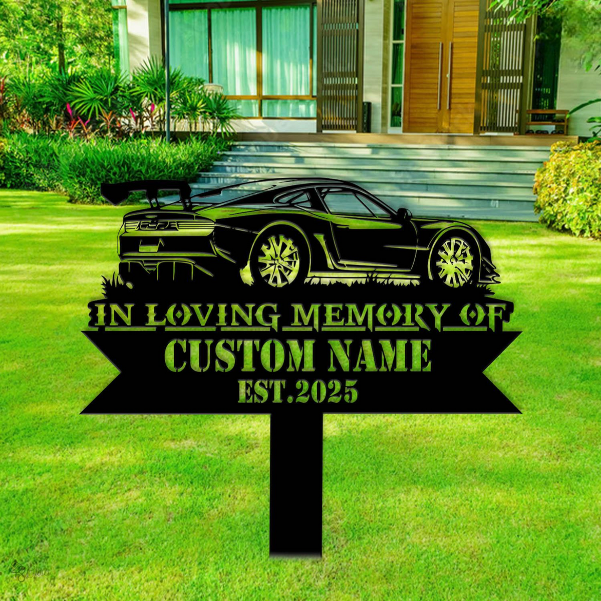 Personalized Car Memorial Stake, Custom Classic Car Metal Sign, Sympathy Sign,Grave Marker, Remembrance Stake,Dad Loss Gift,Remembrance Gift