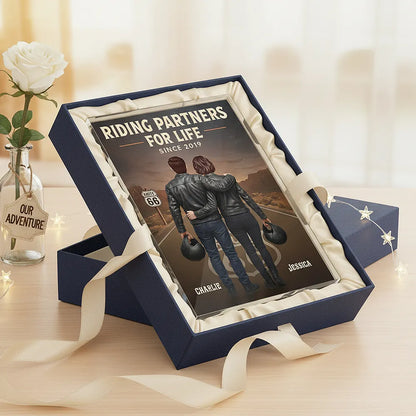 Route 66 Riding Partners For Life - Personalized Acrylic Block - Valentine's Gift, Anniversary Gift For Biker Couple