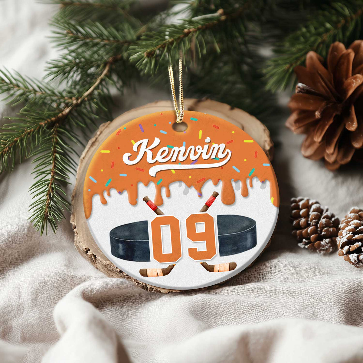 Personalized Ice Hockey Ornament Custom Name & Number Hockey Gift, Hockey Christmas Ornament for Player or Team, Ice Hockey Player Gift