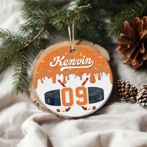 Personalized Ice Hockey Ornament Custom Name & Number Hockey Gift, Hockey Christmas Ornament for Player or Team, Ice Hockey Player Gift