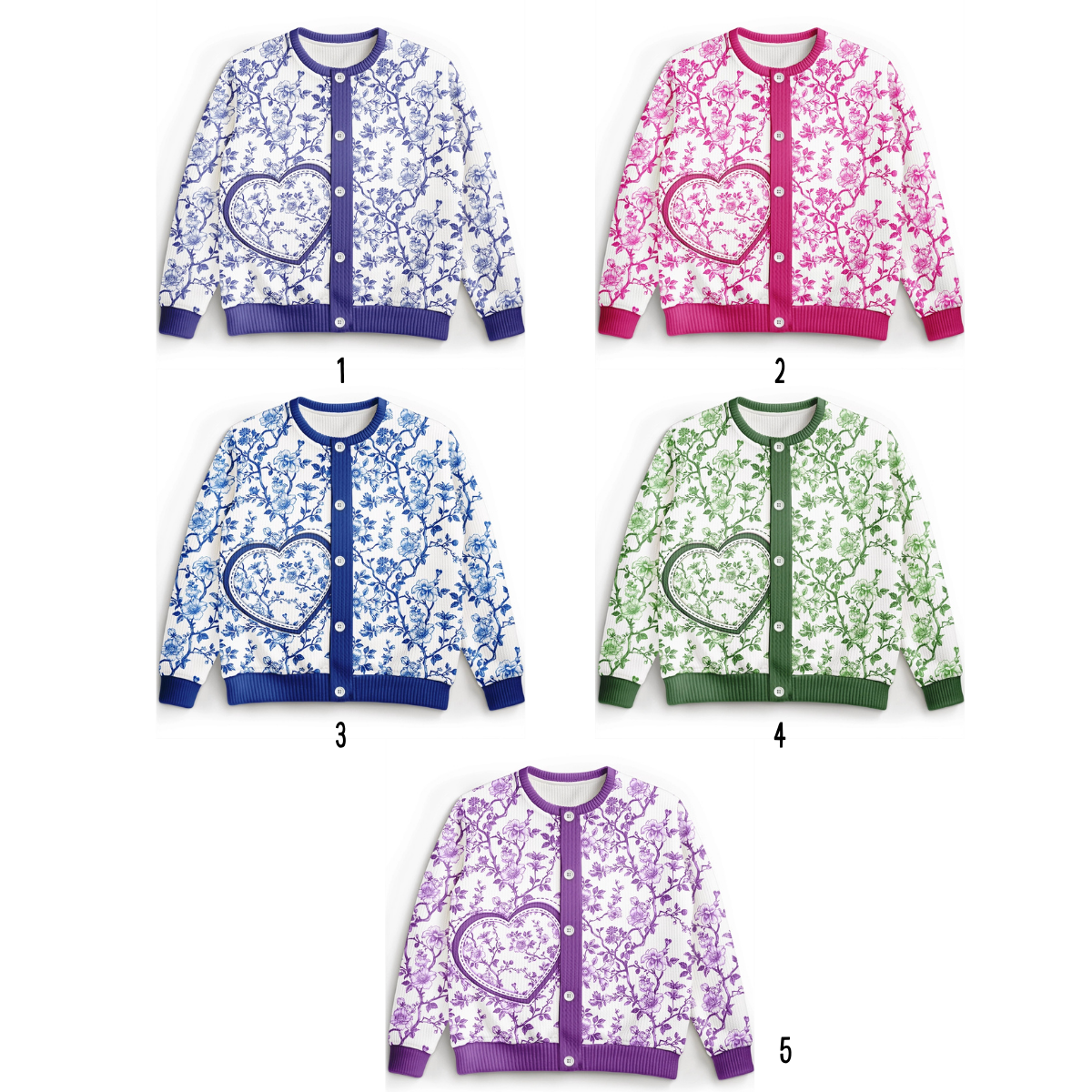 Mom Grandma Toile De Jouy Pattern - Personalized Cardigan - Gift For Mom Grandma