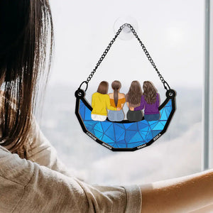 Besties Friends Sisters Hugging - Personalized Suncatcher Ornament - Gift For Besties, Soul Sisters, Window Hanging Decoration