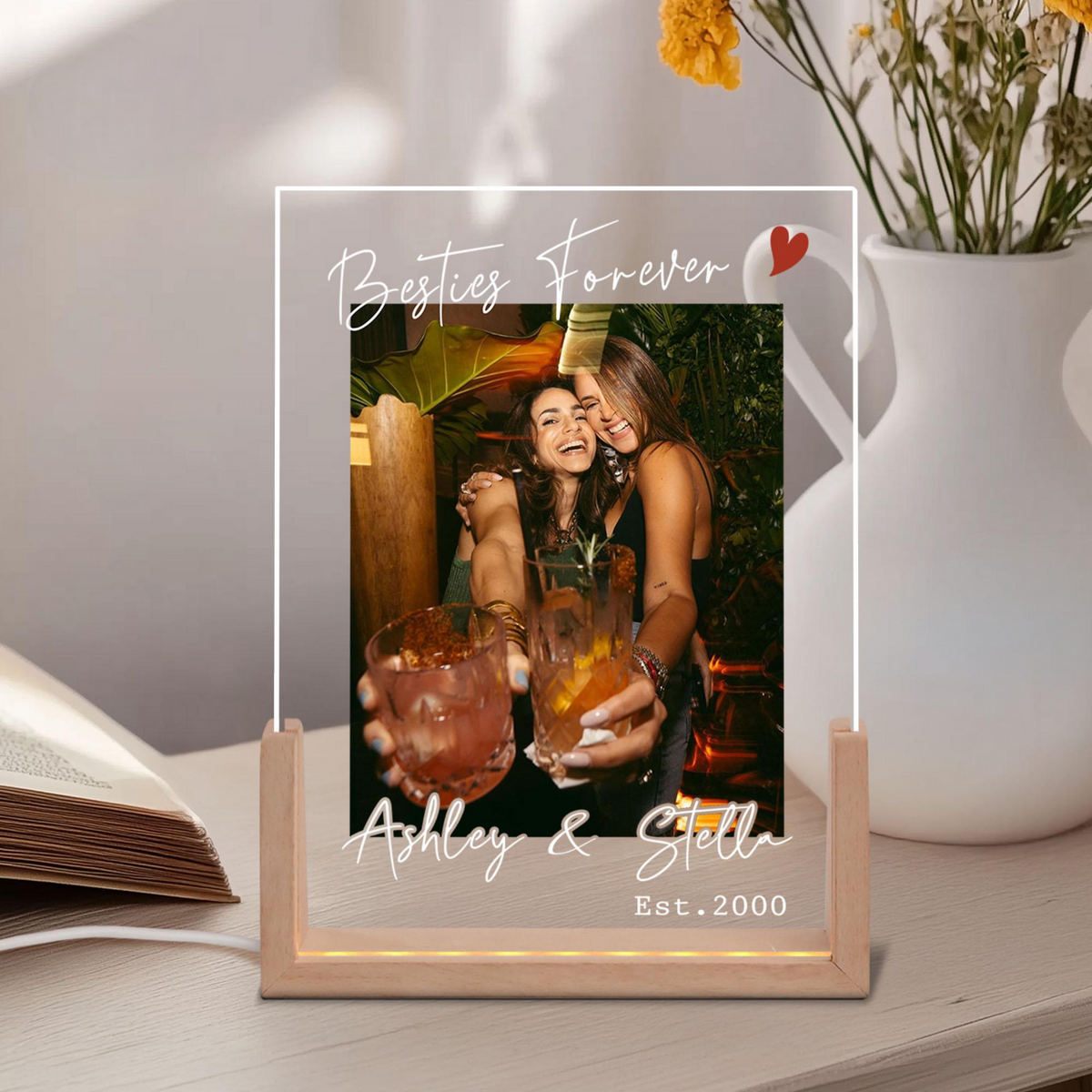 Personalized Besties Photo Light, Best Friends Light Lamp Gift For Sister, Personalized Friendship Gift, Gift For Bestie, Soul Sister Gifts