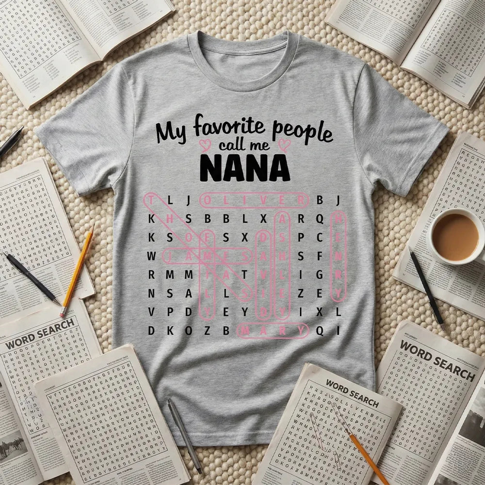 Grandma's Favorite People Word Search Puzzle - Personalized Shirt - Mother's Day Gift For Grandma Mom