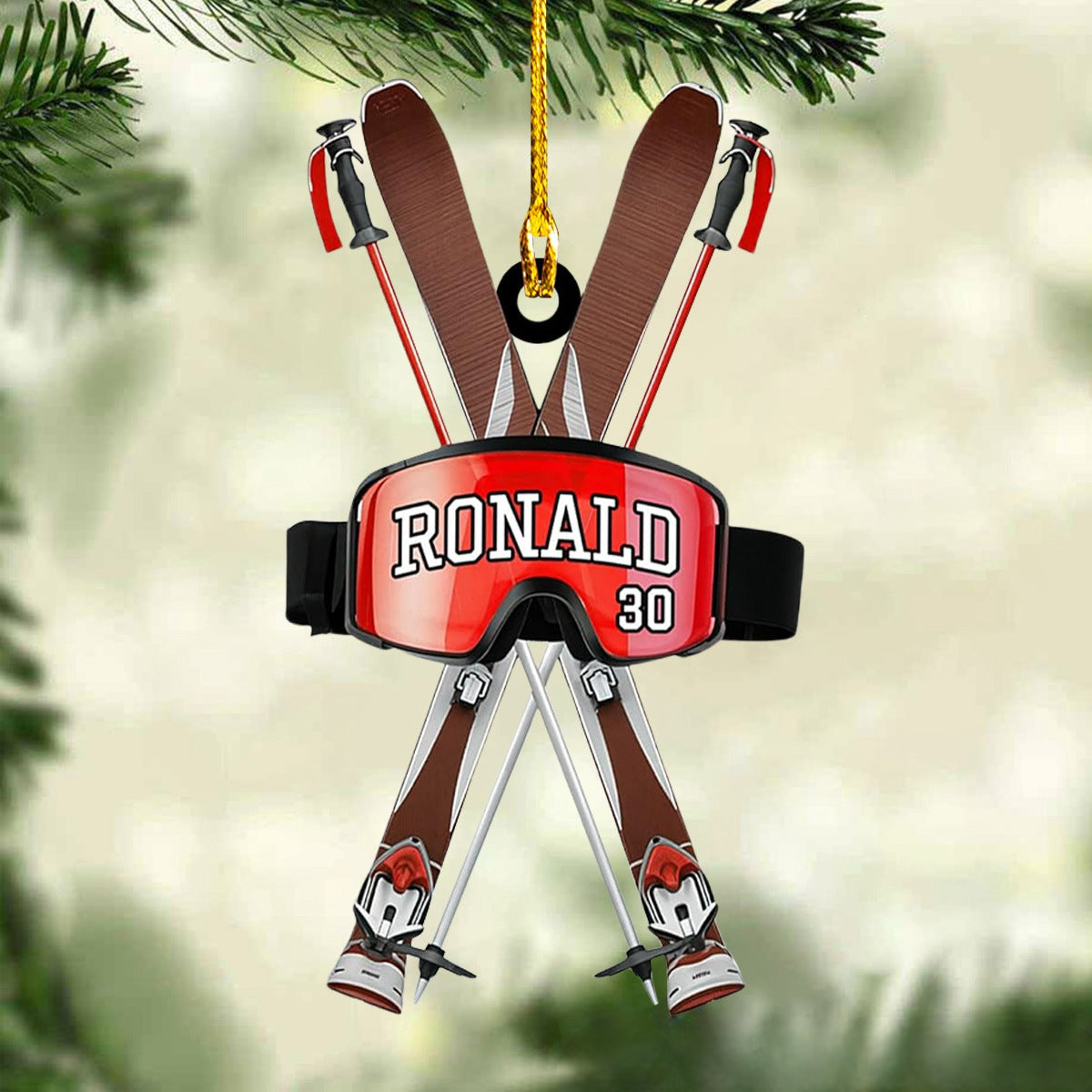 Personalized Skiing Ornament, Snowboarding Skiing Ornament, Gift For Skiing Lovers