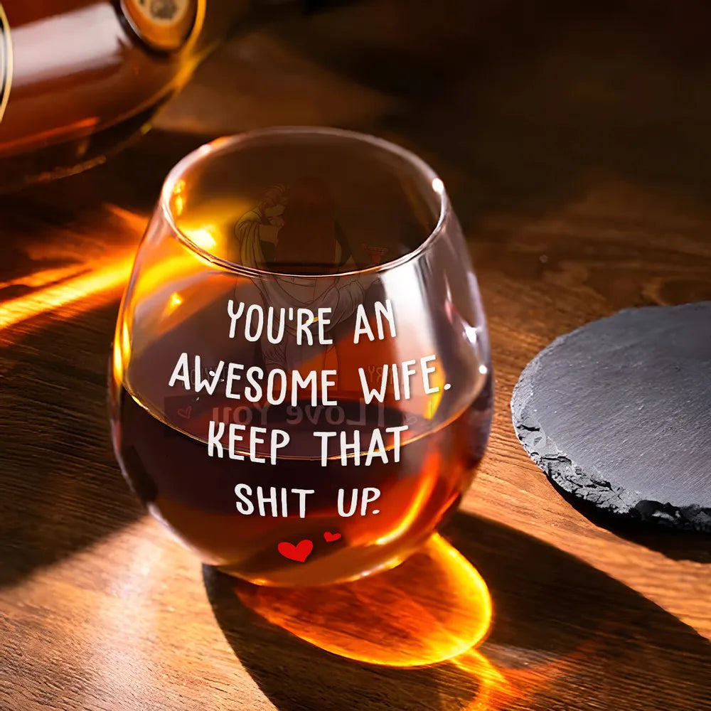 You're An Awesome Wife - Personalized Wine Glass - Valentine's Day Gift For Couple