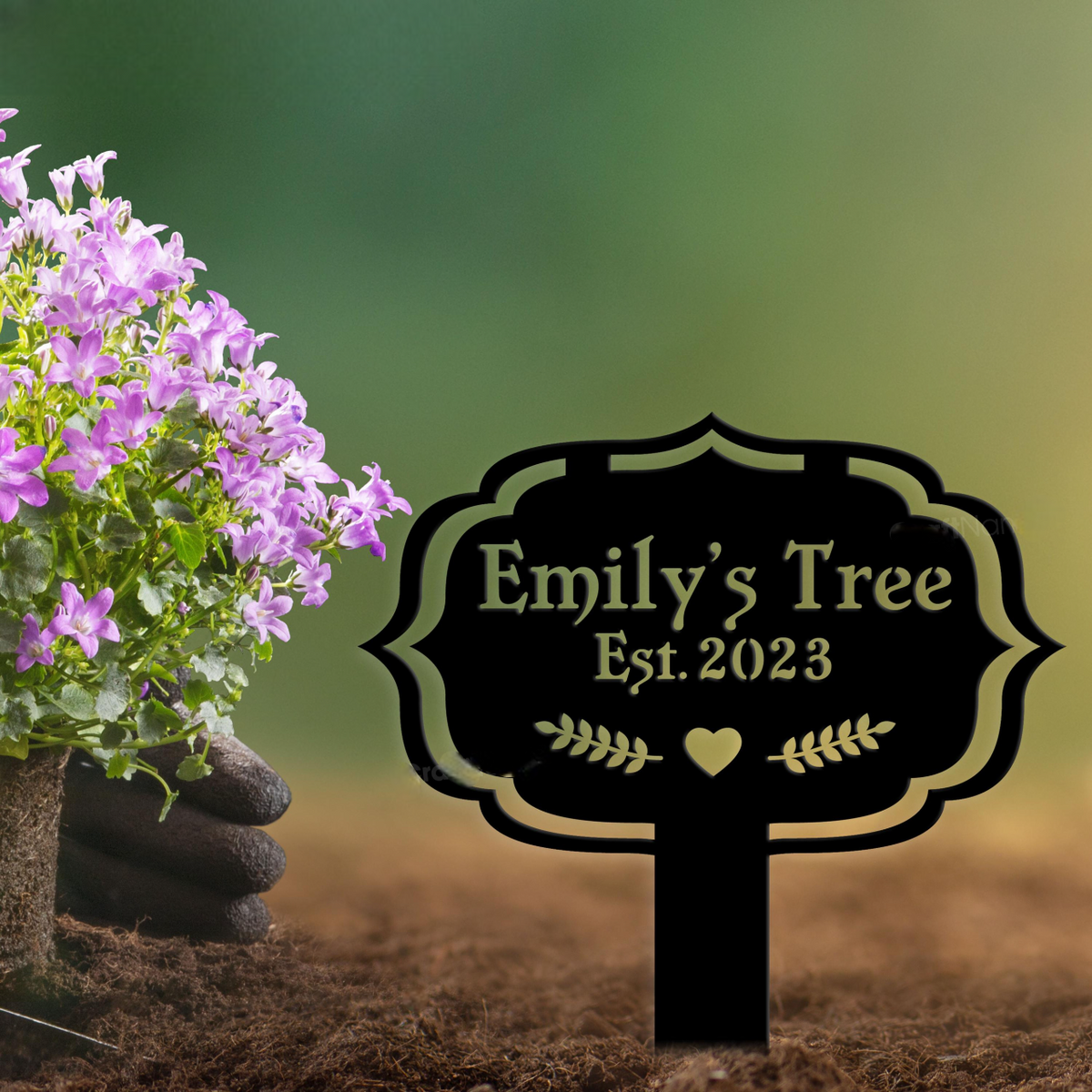 Custom Memorial Tree Metal Garden Stake, Tree Plaque with Stake, Metal Yard Art, Grave Marker Sign, Remembrance Gift, Outdoor Garden Decor