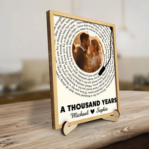 Custom Couple Photo And Favorite Spiral Song Lyrics - Personalized Wooden Plaque - Valentine's Day Gift For Couple