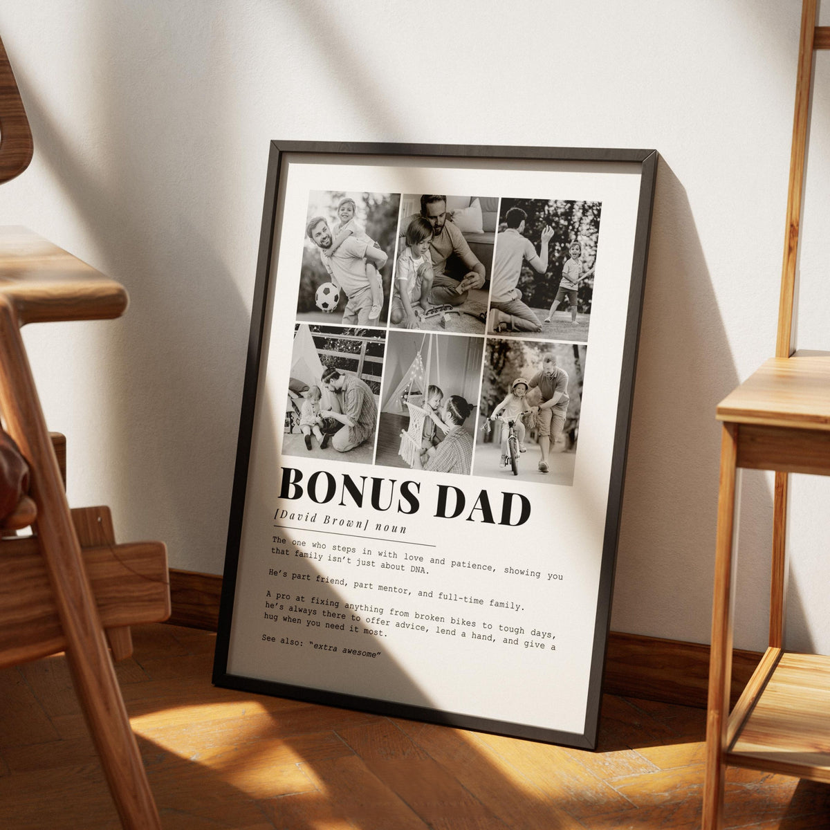 Bonus Dad Definition - Personalized Canvas - Wall Art for Dad, Father's Day Gift, Bonus Dad Gift. Gifts for Stepdad