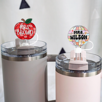 Teacher Straw Topper for Cup, Personalized Teacher Gifts, Custom Teacher Straw Cover, Gift For Teacher