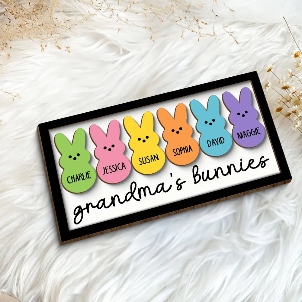 Grandma Mom Peeps Easter Gift - Personalized 2-layer Wooden Plaque - Easter Gift For Mom, Grandma
