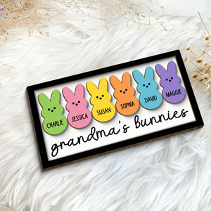 Grandma Mom Peeps Easter Gift - Personalized 2-layer Wooden Plaque - Easter Gift For Mom, Grandma
