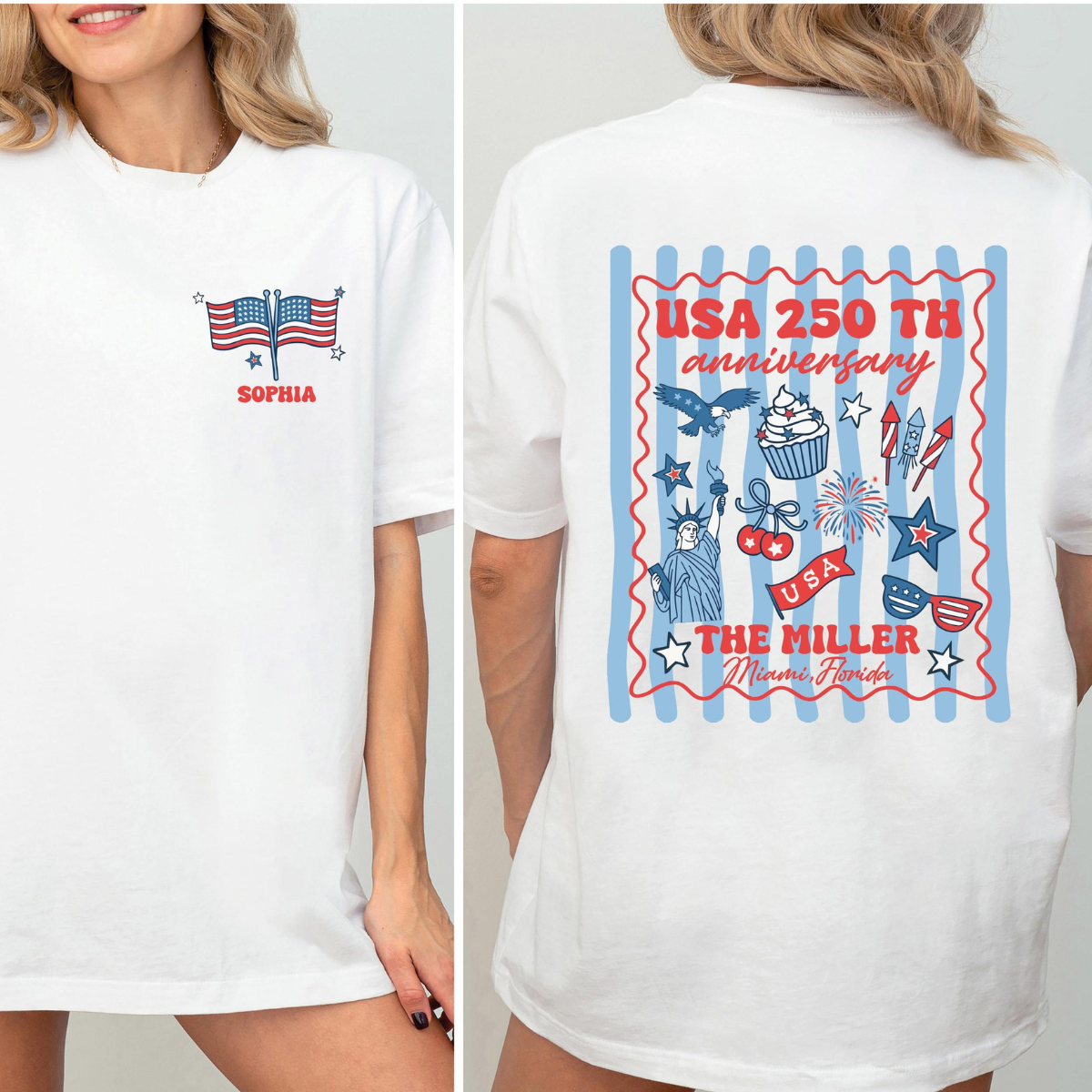 Custom 4th of July Family Name Shirt, Matching Fourth of July American Flag Tee, Personalized Family Crew Tshirt ,Patriotic Freedom Day Tee