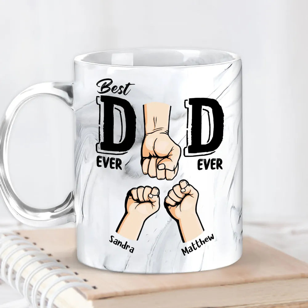 Best Dad Ever Ever Ever - Personalized Marble Mug - Gift For Dad, Papa, Father's Day Gift