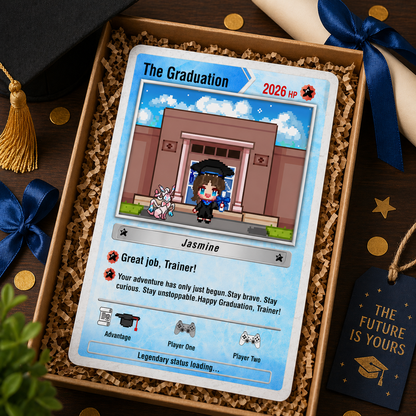 Custom PKM Graduation Card, Pixel Style Diploma Card, Grad Gift for Game Lovers, Custom Class of 2026 Gift, Grad Keepsake