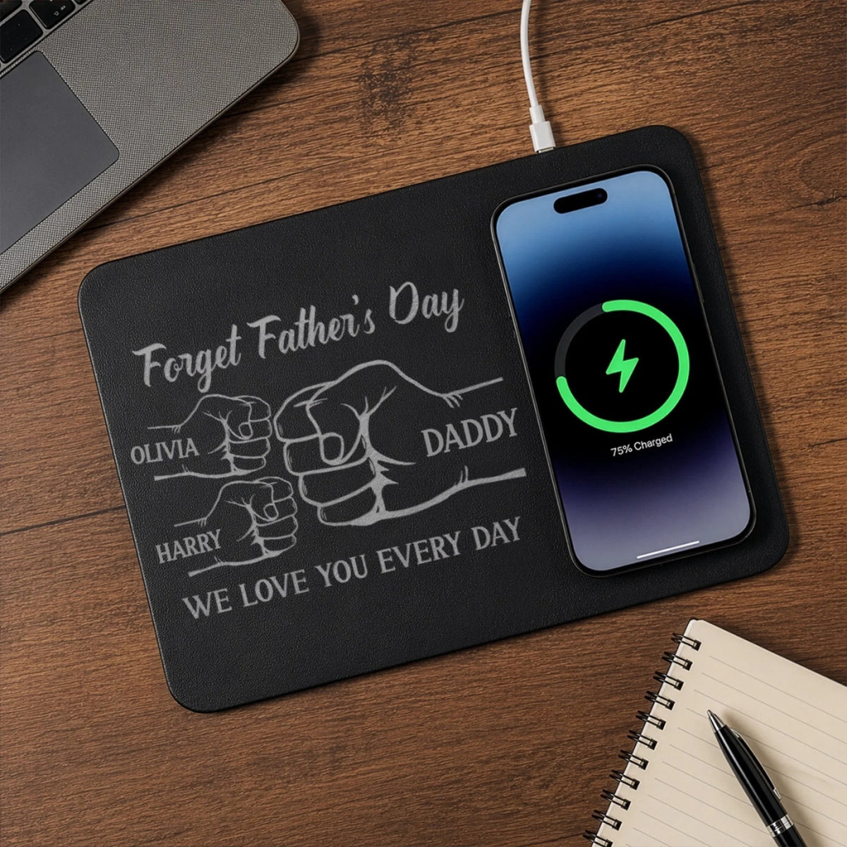 Forget Father's Day We Love You Everyday - Personalized wireless Charging Mat - Gift For Dad Grandpa, Father's Day Gift