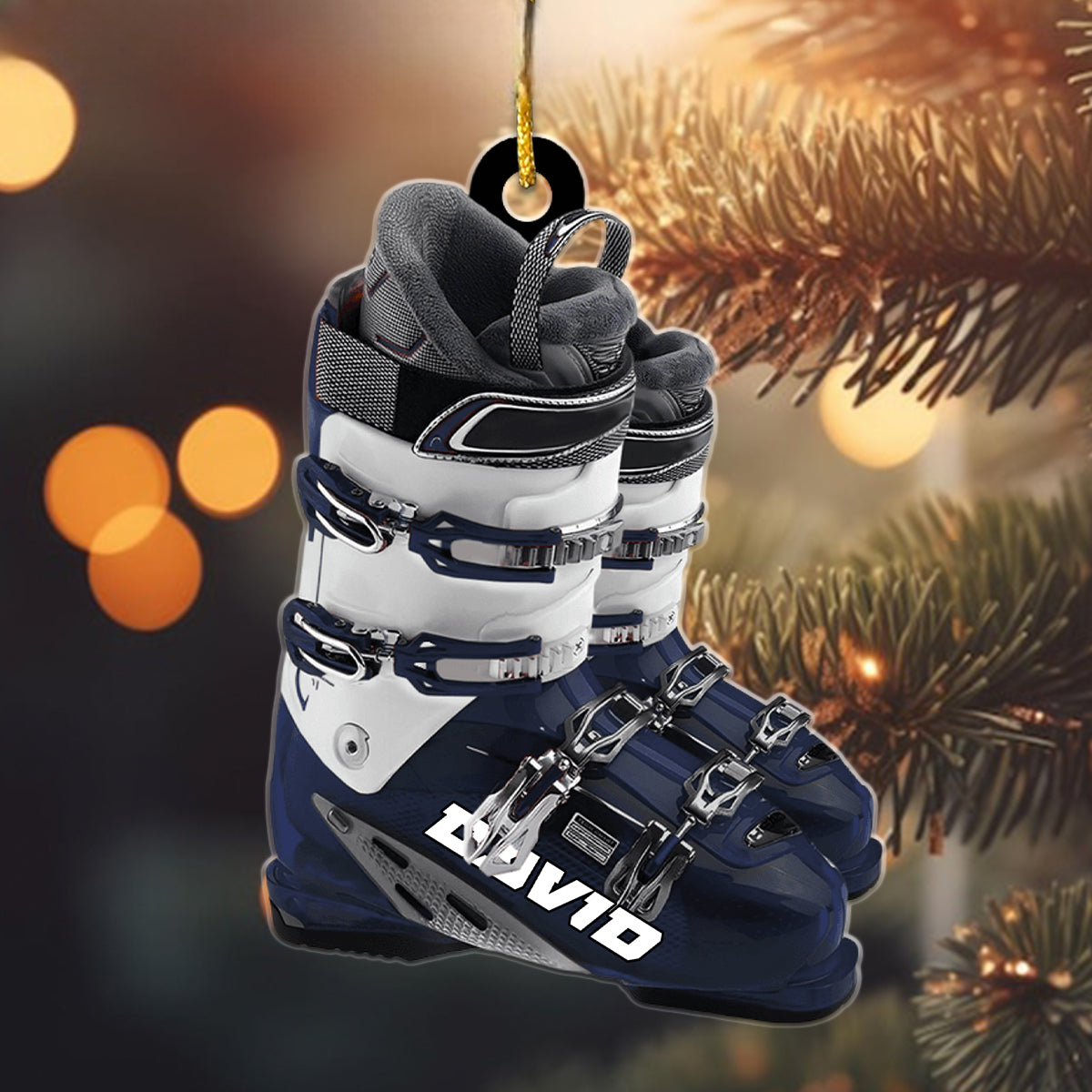 Winter Skiing Boots Personalized Christmas Ornament, Gift For Skiing Lovers