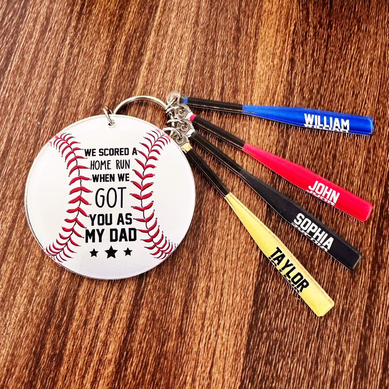 We Scored A Home Run - Personalized Tag Keychain - Gift For Dad, Father's Day, Birthday Gift
