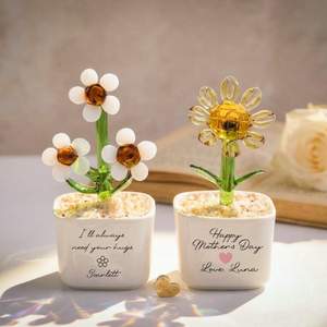 Custom Glass Flower Pot for Mom, Personalized Mother's Day Gift, Mini Tulip Lily Sunflower Decor, Forever Mom Keepsake