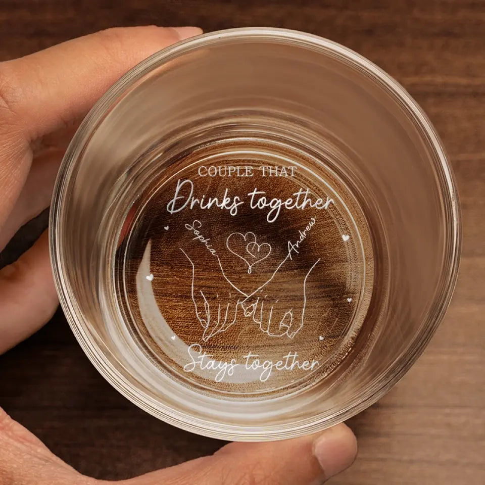 Couple That Drinks Together Stays Together - Personalized Whiskey Glass - Gift For Husband Wife
