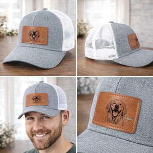 My Dog Squad - Personalized Leather Label Net Hat - Gift For Dog Dad, Dog Lovers, Father's Day Gift
