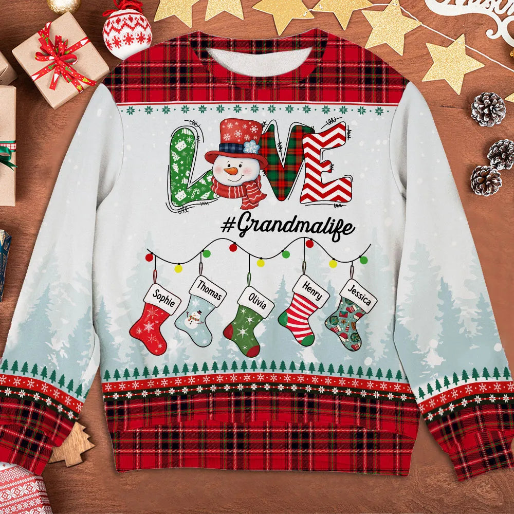Grandma Life - Personalized Ugly Sweatshirt - Christmas Gift For Mom Grandma