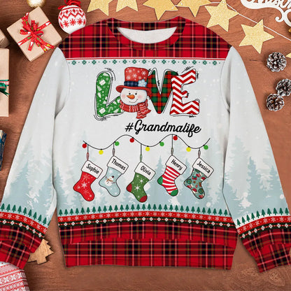 Grandma Life - Personalized Ugly Sweatshirt - Christmas Gift For Mom Grandma