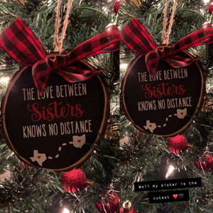 The Love Knows No Distance - Personalized Shape Ornament - Christmas Gift For Sisters