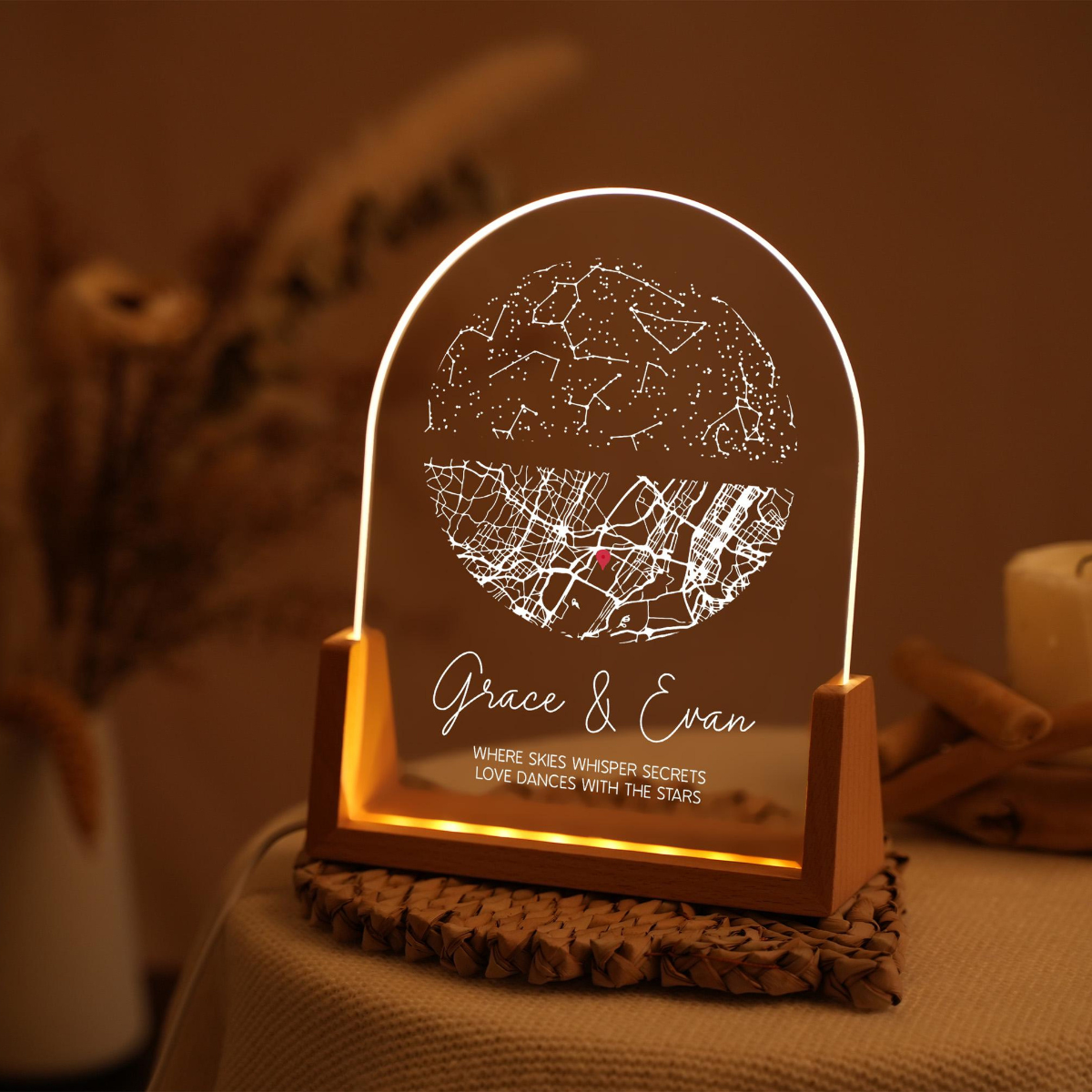 Personalized Star Chart & Map, Star Map Night Light, Anniversary Gift, Gift for Boyfriend Girlfriend, Valentine's Day Gifts For Couple