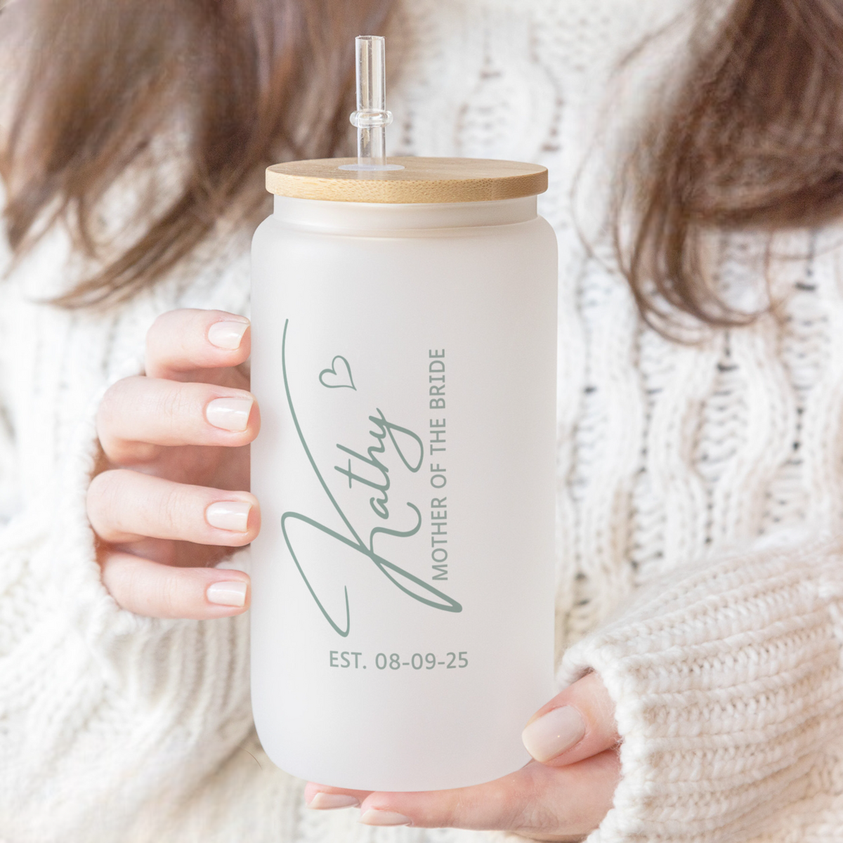 Bride Frosted Glass Tumbler Bride to Be, Personalized Mrs Can Glass, Gift For Bride, Iced Coffee Cup, Future Mrs Custom Cup