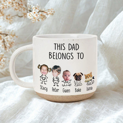 Personalized Dad Pottery Mug, Dad Birthday Gift, Custom Face Kids Coffee Cup Father's Day Gift For Daddy, First Time Dad Keepsake