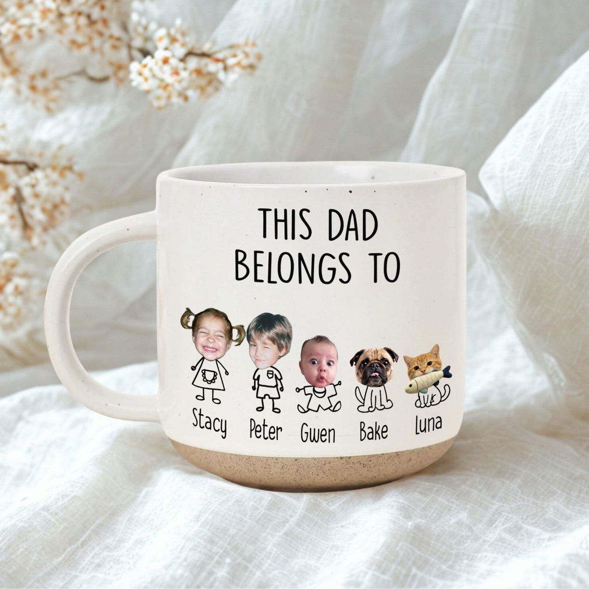 Personalized Dad Pottery Mug, Dad Birthday Gift, Custom Face Kids Coffee Cup Father's Day Gift For Daddy, First Time Dad Keepsake